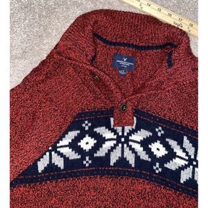 American Eagle Aztec Floral‎ Pullover Mens Large Blue Red Acrylic Knit Sweater